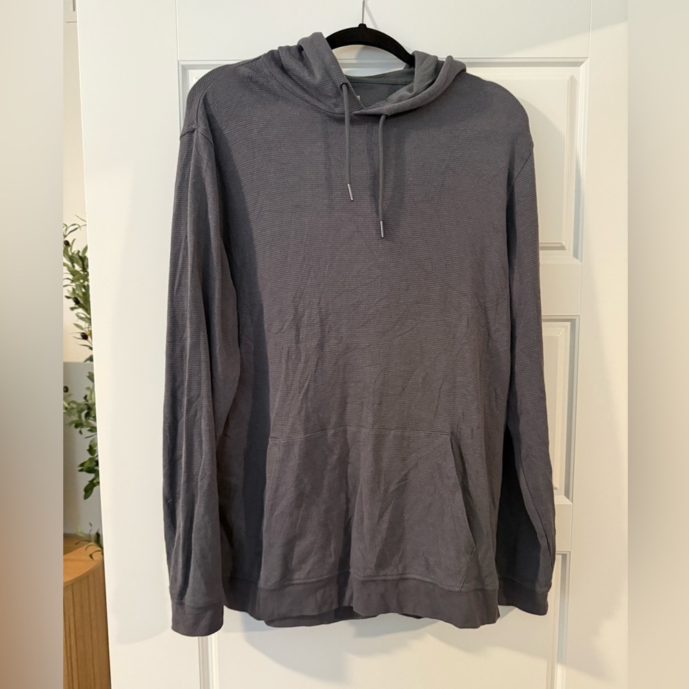 True Classic Men’s Waffle Hoodie Lightweight Dark Grey